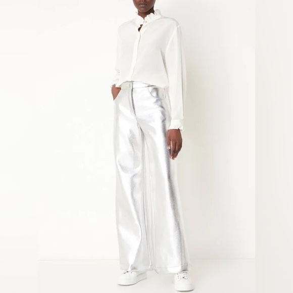 LAAGAM Metallic Wide Leg High Rise Pants NWT Size XXS - Picture 12 of 15